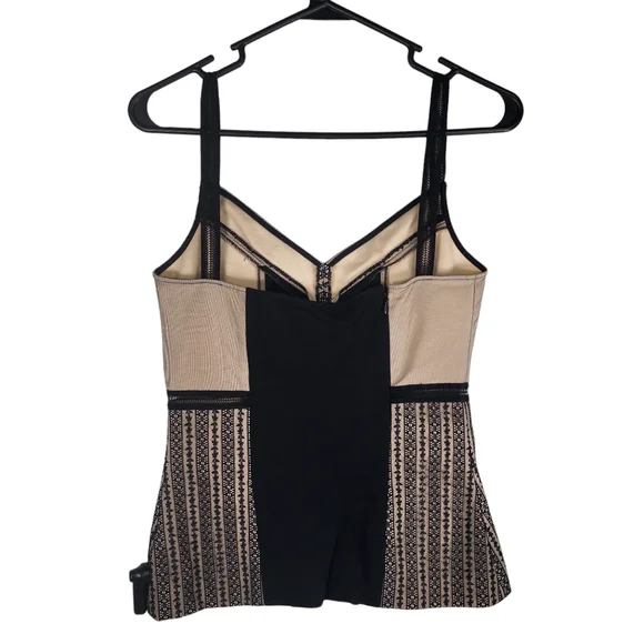 CINQ A SEPT Womens Small Ellis Top NWT New Sleeveless Lace V Neck Color Block